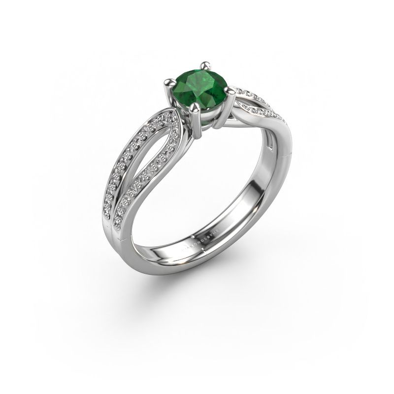 Verlovingsring Antonia rnd 2 950 platina smaragd 5 mm