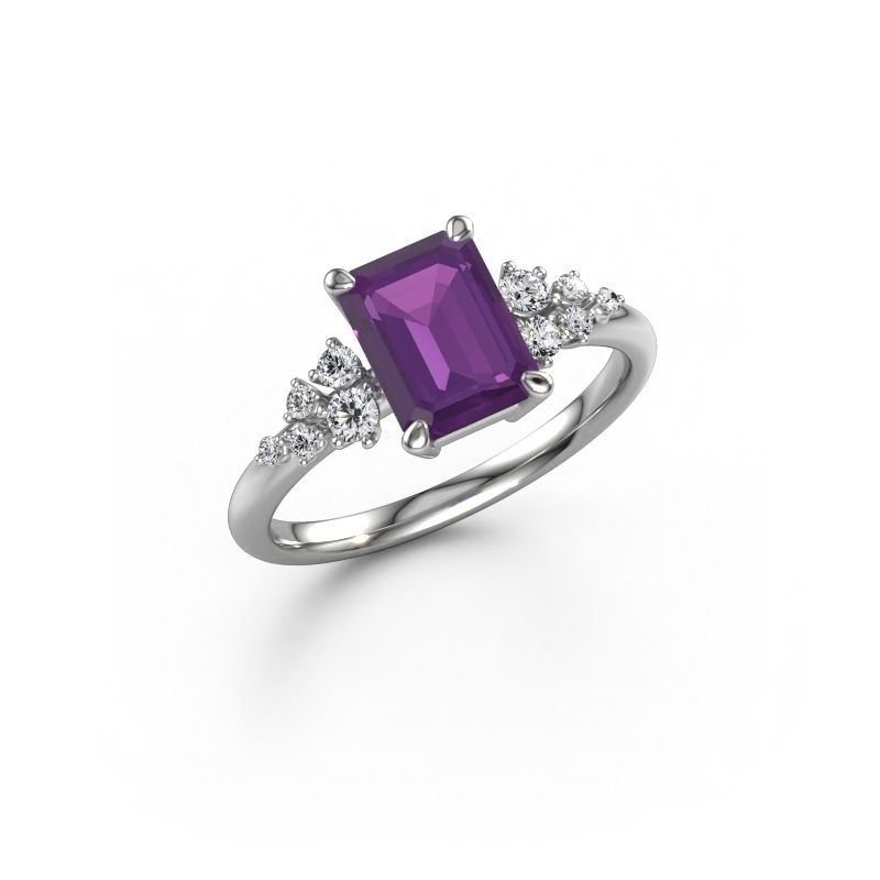 Verlobungsring Royce EME 950 Platin Amethyst 8x6 mm