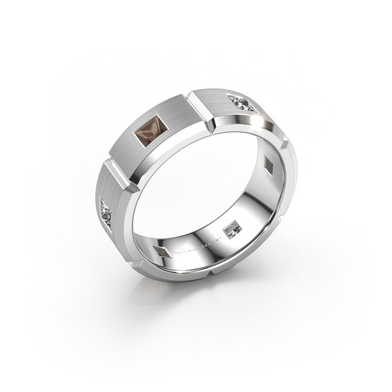 Men's ring Steve 950 platinum smokey quartz 3 mm