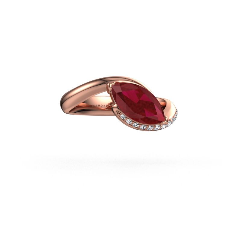 Engagement ring Aida MRQ side 585 rose gold ruby 11x5.5 mm