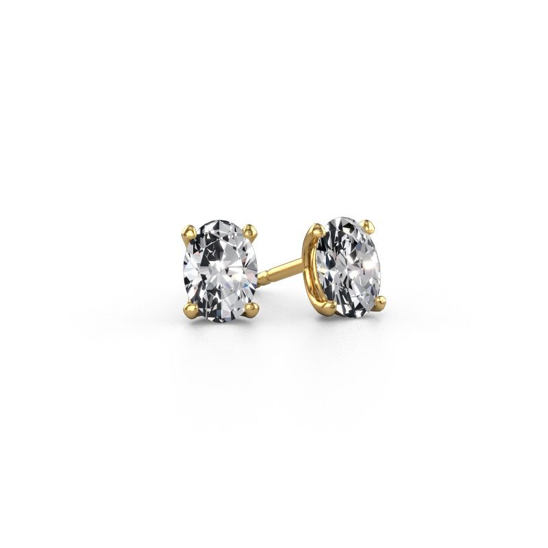 Oorstekers Sam OVL 585 goud zirkonia 7x5 mm
