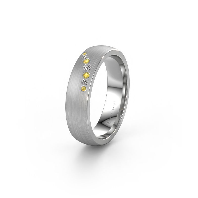 Trouwring WH0130L26BM 950 platina gele saffier ±6x2 mm
