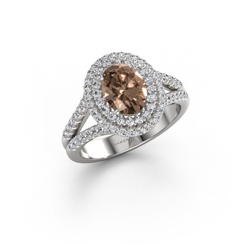 Bague de fiançailles Elvie OVL 585 or blanc diamant brun 1.635 crt