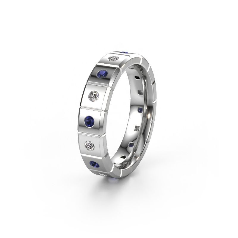 Huwelijksring WH2055L15DP 585 witgoud saffier ±5x2.4 mm