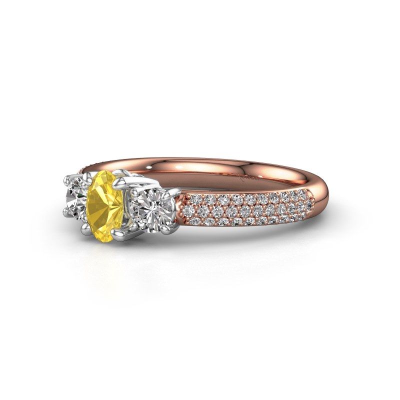Image of Engagement Ring Marielle Ovl<br/>585 rose gold<br/>Yellow sapphire 6.5x4.5 mm