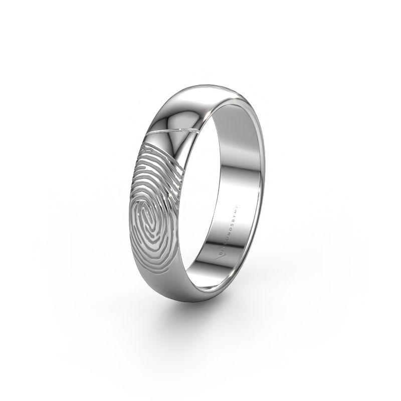 Trouwring WMH0419M355AP 585 witgoud ±5x1.7 mm