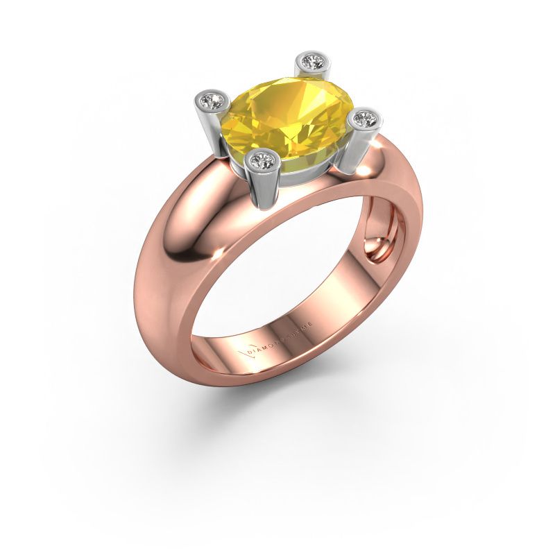 Ring Tamara OVL 585 rosé goud gele saffier 9x7 mm
