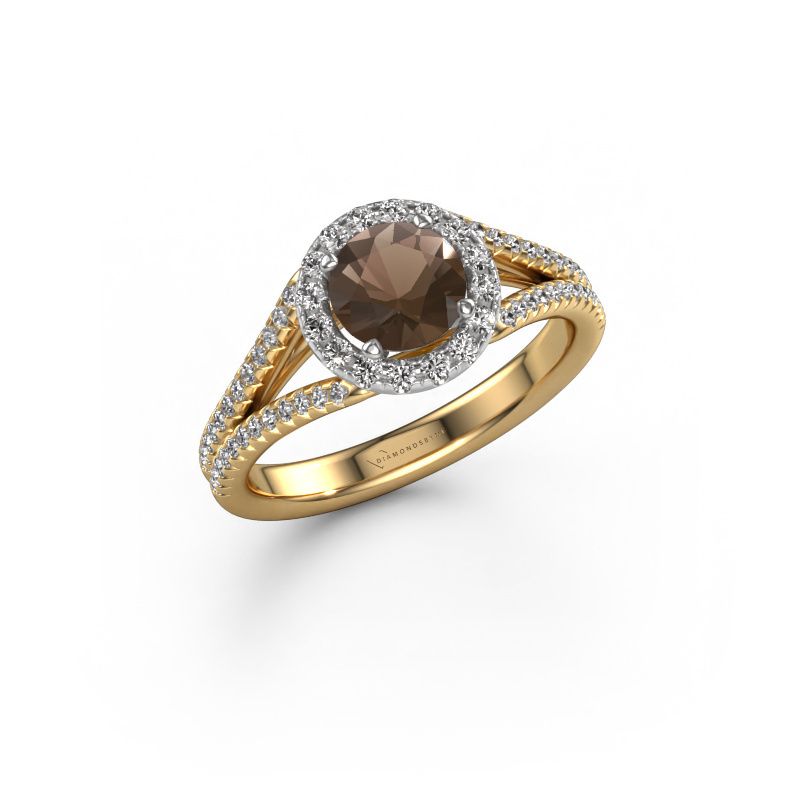 Engagement ring Verla rnd 2 585 gold smokey quartz 6.5 mm