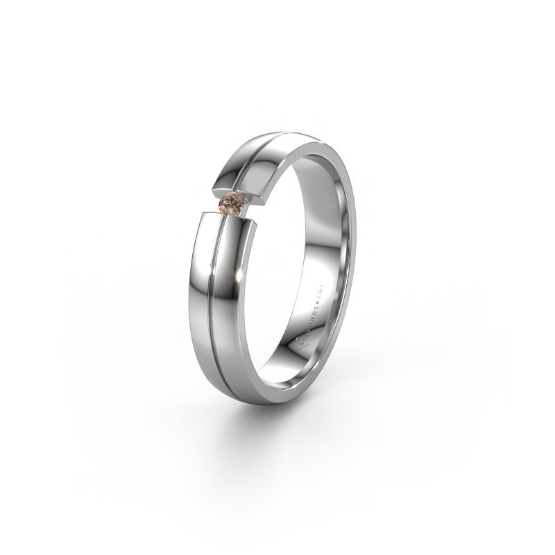 Wedding ring WH0254L24X 950 platinum brown diamond ±4x1.5 mm