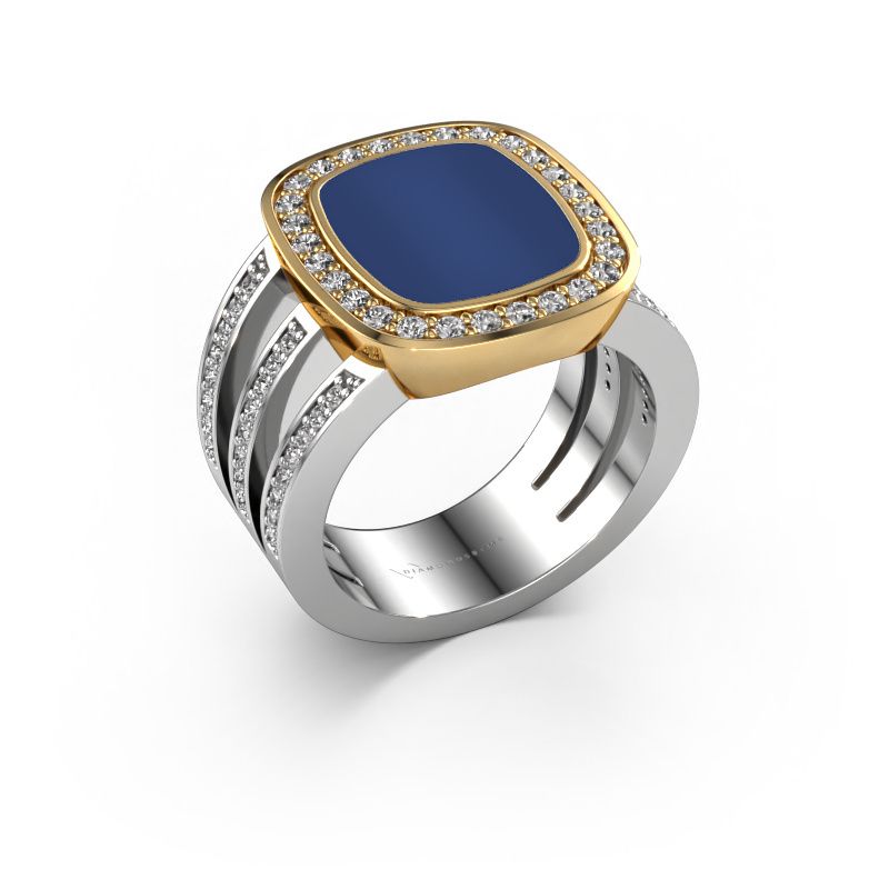 Zegelring Tijn 585 witgoud lapis lazuli 13x11 mm