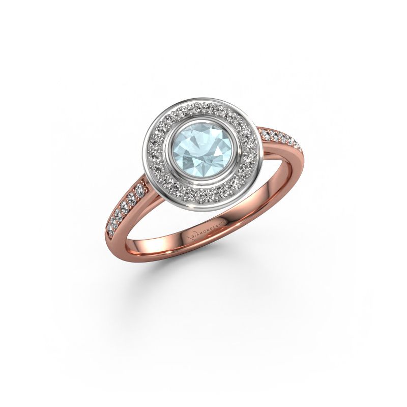 Verlobungsring Noud 2 RND 585 Roségold Aquamarin 5 mm