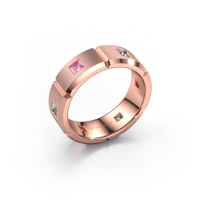 Heren ring Steve 585 rosé goud roze saffier 3 mm