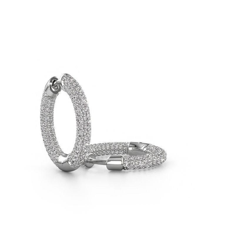 Créoles Hope 13mm 585 or blanc diamant synthétique 2.368 crt