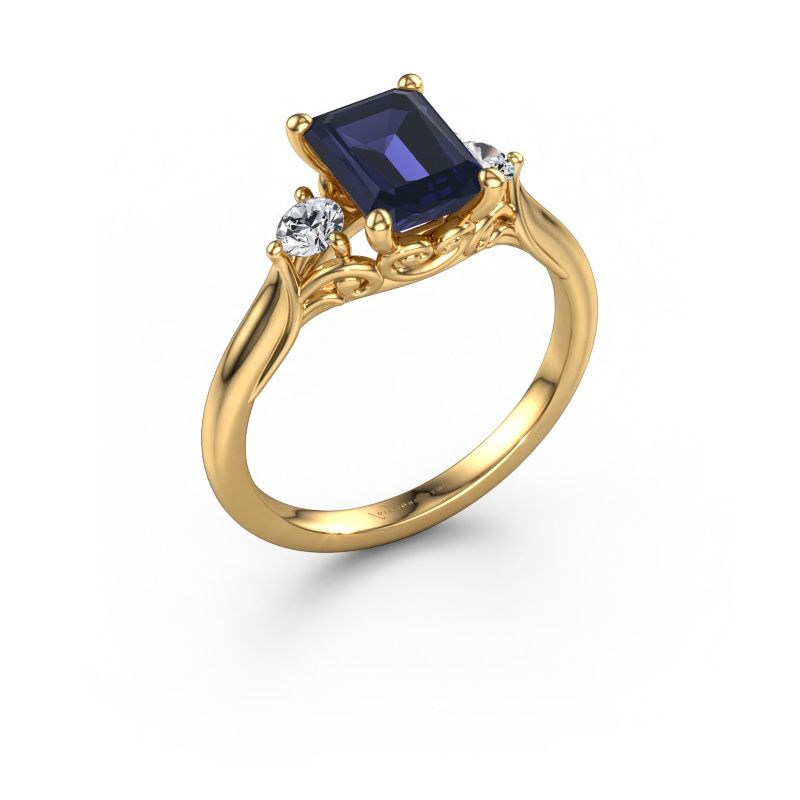 Forlovelsesring Laurian EME 585 gull safir 8x6 mm