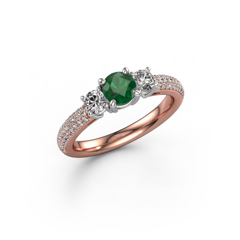 Verlobungsring Marielle RND 585 Roségold Smaragd 6 mm