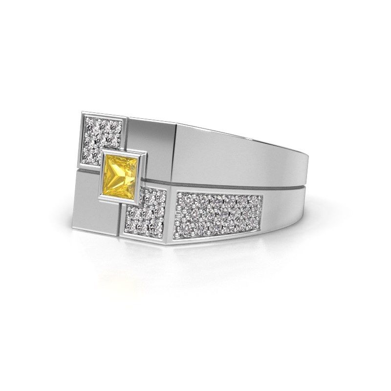 Afbeelding van Heren ring Rogier<br/>950 platina<br/>Gele saffier 4 mm