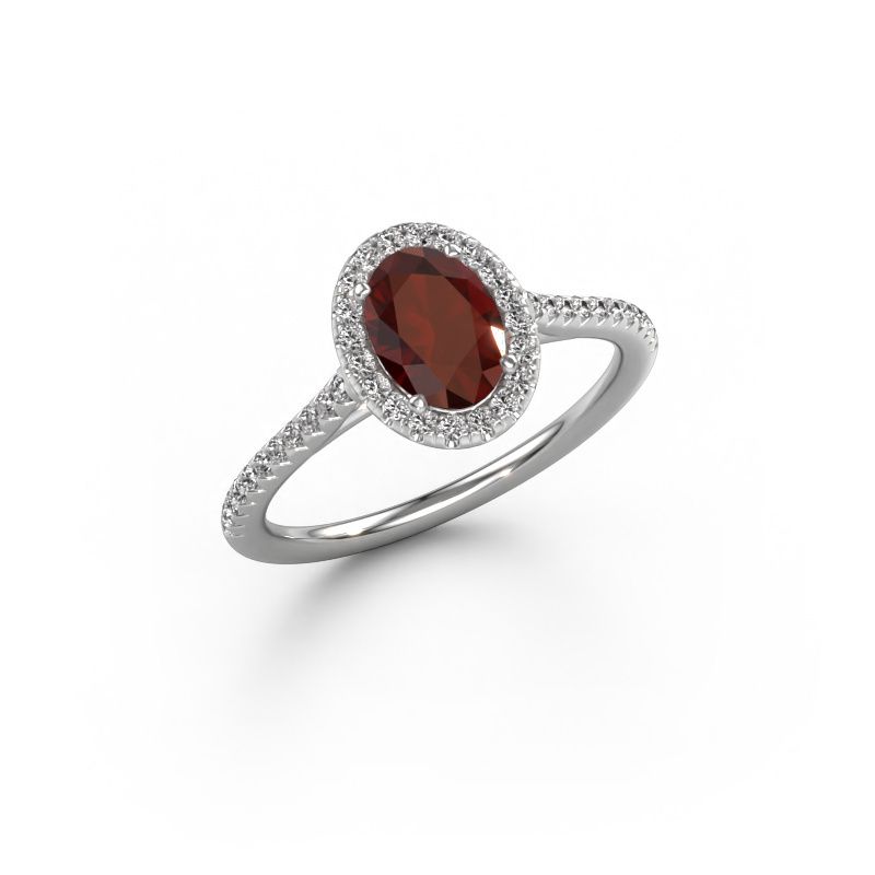 Engagement ring Seline ovl 2 585 white gold garnet 7x5 mm
