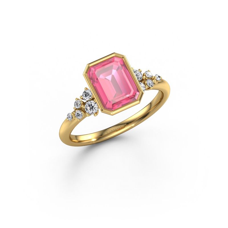 Engagement ring Aliyah EME 585 gold pink sapphire 8x6 mm