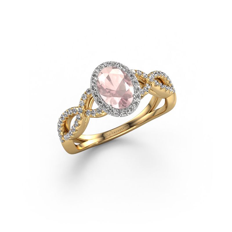 Engagement ring Dionne ovl 585 gold morganite champagne 7x5 mm