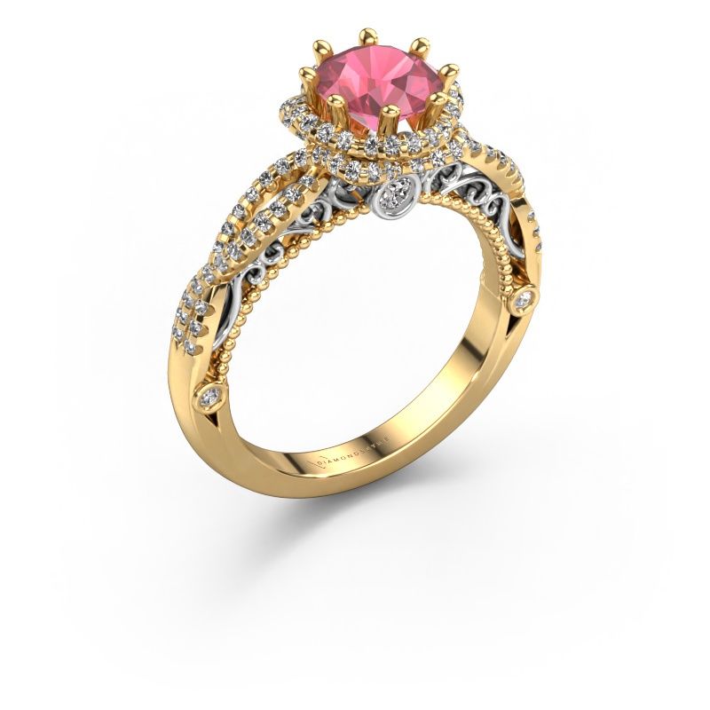 Engagement ring Lysanne 585 gold tourmaline pink 6.5 mm