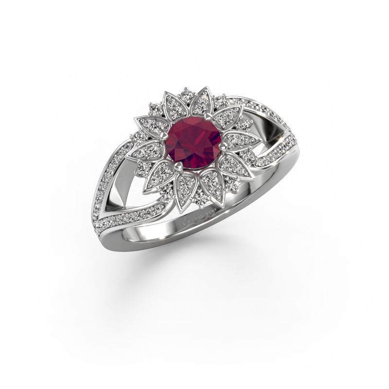 Bague Chasidy 2 585 or blanc rhodolite 5 mm