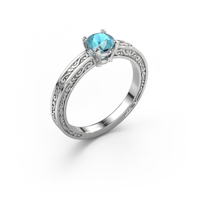 Verlobungsring Claudette 1 585 Weißgold Blau Topas 5 mm