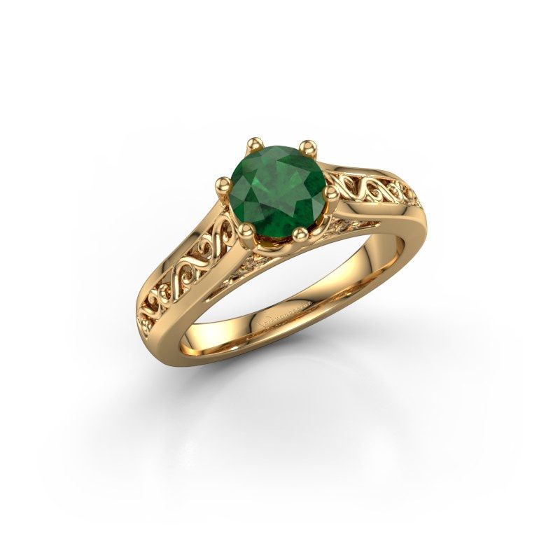 Image of Engagement ring shan<br/>585 gold<br/>Emerald 6 mm