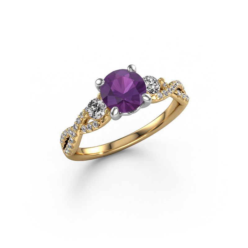 Engagement ring Marilou RND 585 gold amethyst 6.5 mm