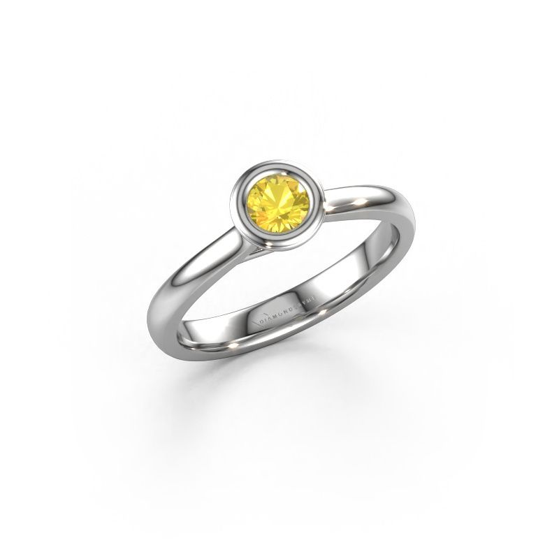 Bague de fiançailles Kaylee 950 platine saphir jaune 4 mm