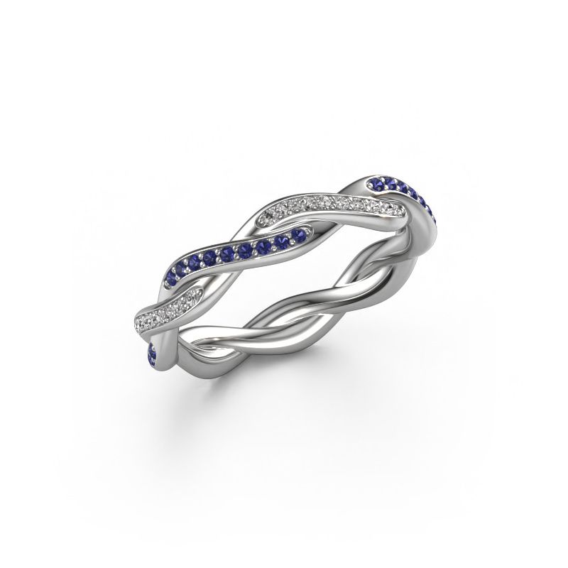 Stackable ring Swing full 585 white gold sapphire 1 mm