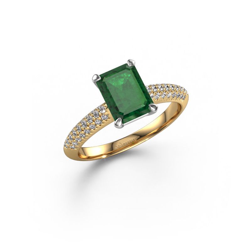 Engagement ring Morane EME 585 gold emerald 8x6 mm