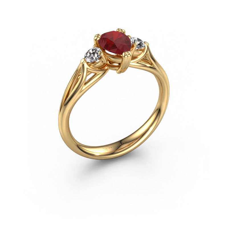 Verlobungsring Amie per 585 Gold Rubin 7x5 mm