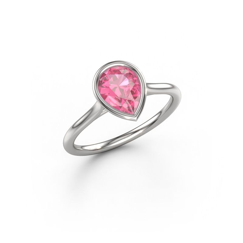 Verlovingsring Lavon Per 950 platina roze saffier 8x6 mm