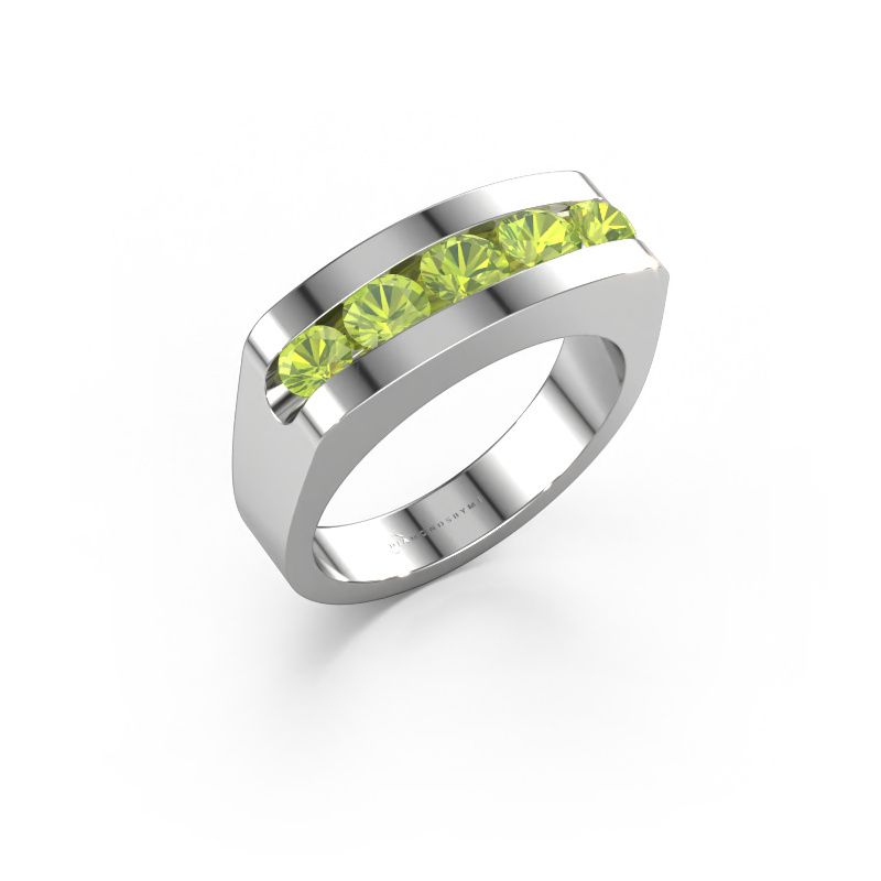 Heren ring Richard 950 platina peridoot 4 mm