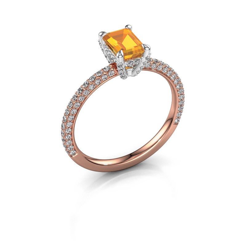 Image of Engagement ring saskia eme 2<br/>585 rose gold<br/>Citrin 6.5x4.5 mm