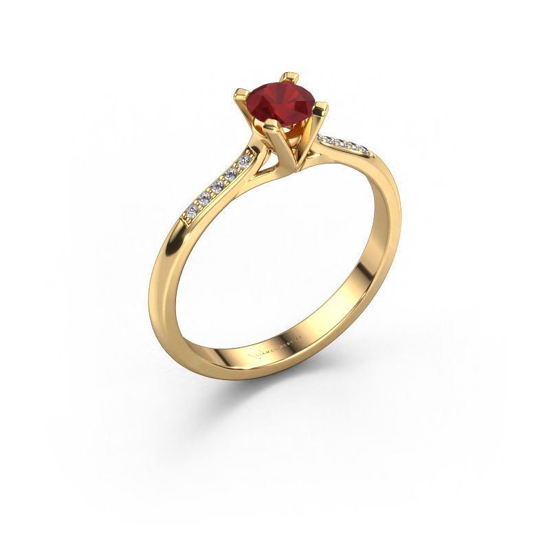 Aanzoeksring Isa 2 585 goud robijn 4.2 mm