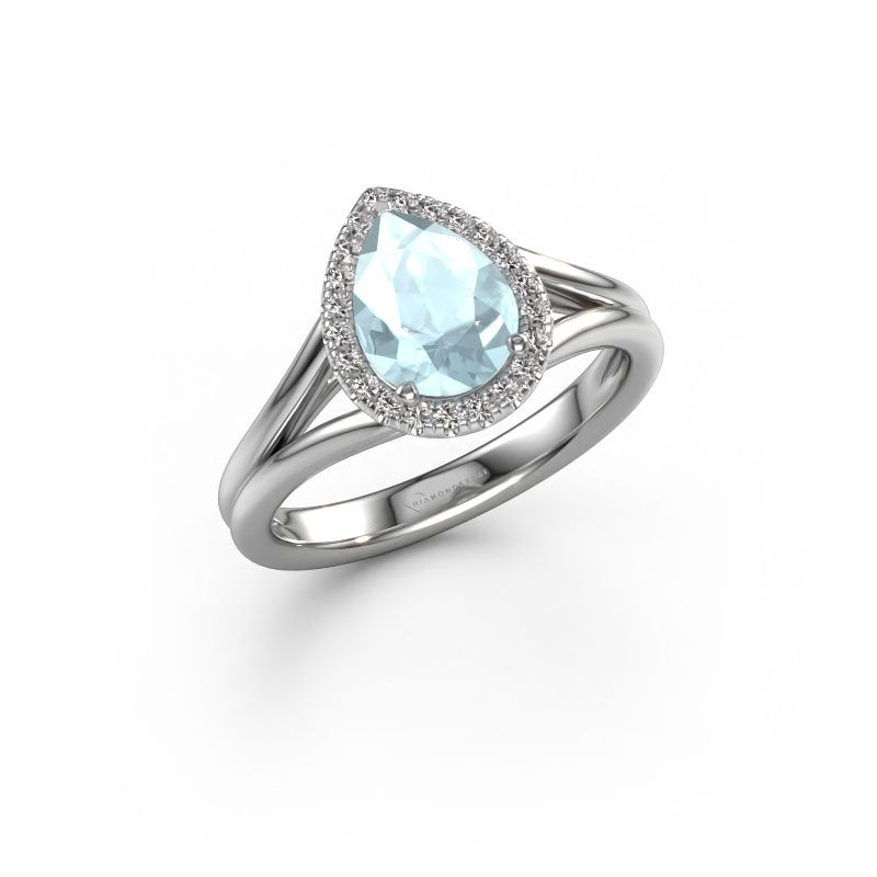 Verlobungsring Verla pear 1 585 Weißgold Aquamarin 8x6 mm