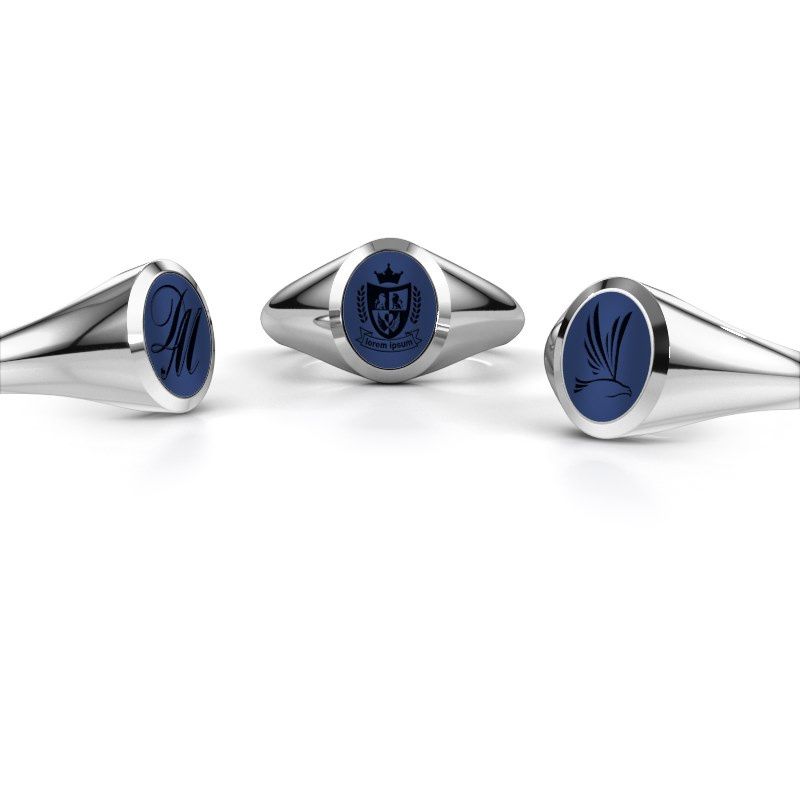 Afbeelding van Pinkring Herman 1<br/>950 platina<br/>Lapis lazuli 10x8 mm
