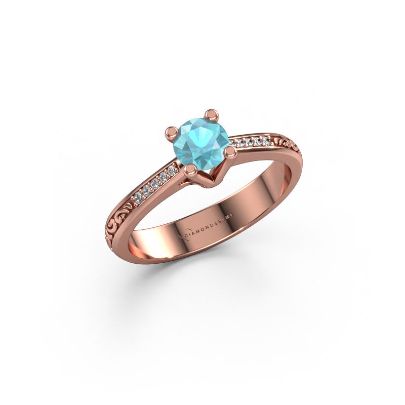 Bague de fiançailles Mei 585 or rose topaze bleue 4.7 mm
