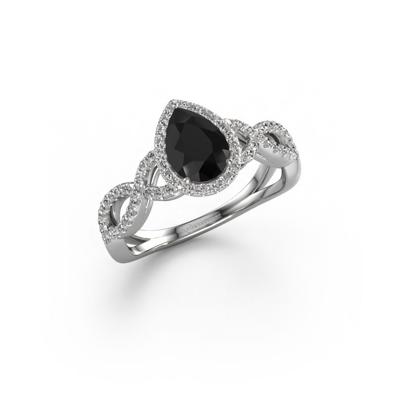 Engagement ring Dionne pear 585 white gold black diamond 1.34 crt