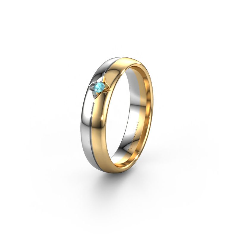 Wedding ring WH0221L35X 585 gold blue topaz ±5x1.5 mm