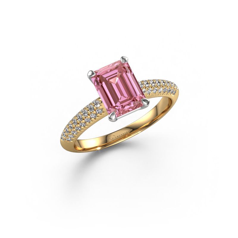 Engagement ring Morane EME 585 gold pink lab grown diamond 8x6 mm