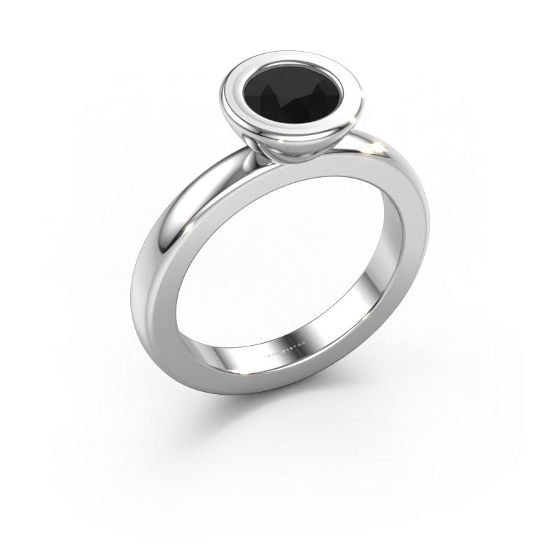 Steckring Eloise Round 585 Weißgold Schwarz Diamant 0.96 crt