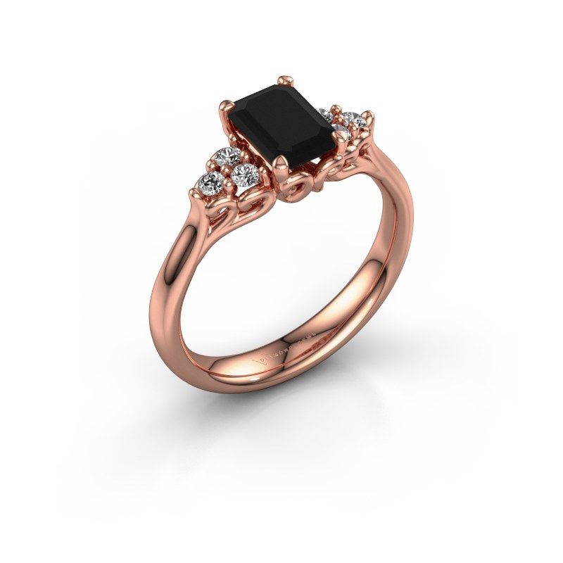 Afbeelding van Aanzoeksring Myrna EME<br/>585 rosé goud<br/>Zwarte diamant 1.530 crt