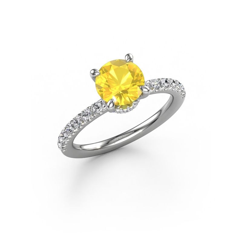 Verlobungsring Crystal rnd 4 EXPRESS 950 Platin Gelb Saphir 7 mm