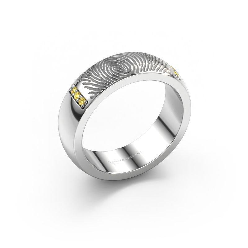 Wedding ring Daine 585 white gold ±6x2.1 mm yellow sapphire