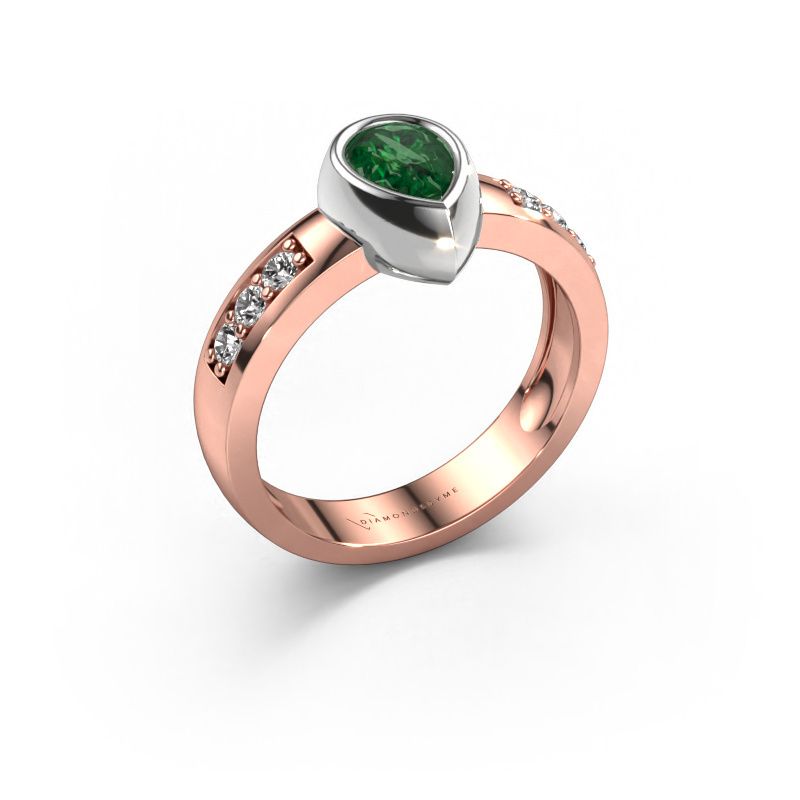 Ring Charlotte Pear 585 Roségold Smaragd 8x5 mm