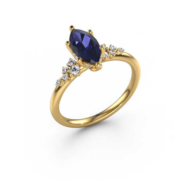 Bague de fiançailles Emma MRQ 585 or jaune saphir 10x5 mm