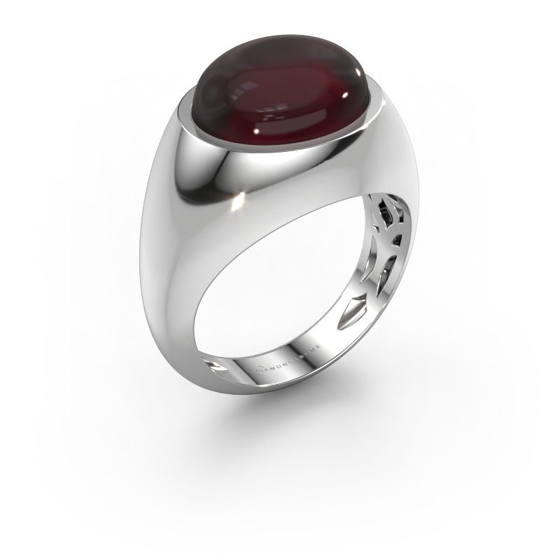 Bague Laurien 585 or blanc grenat 12x10 mm