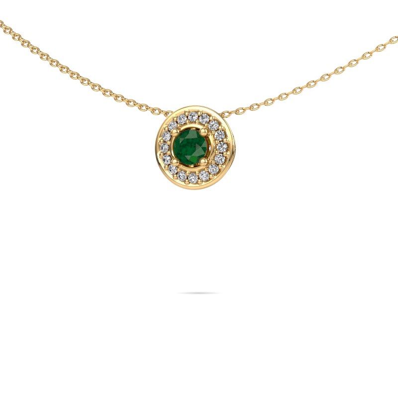 Pendant Agaat 585 gold emerald 4 mm